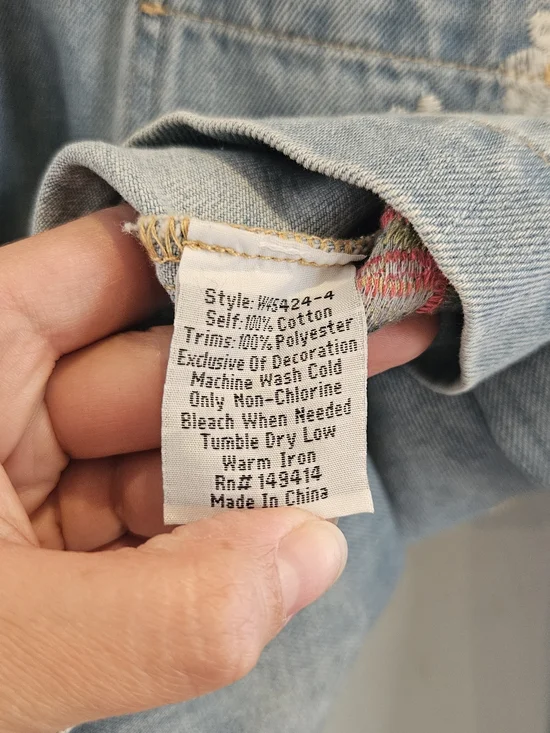 Johnny Was Embroidered Light Blue Denim Women's Jeans Jacket - Picture 10 of 10